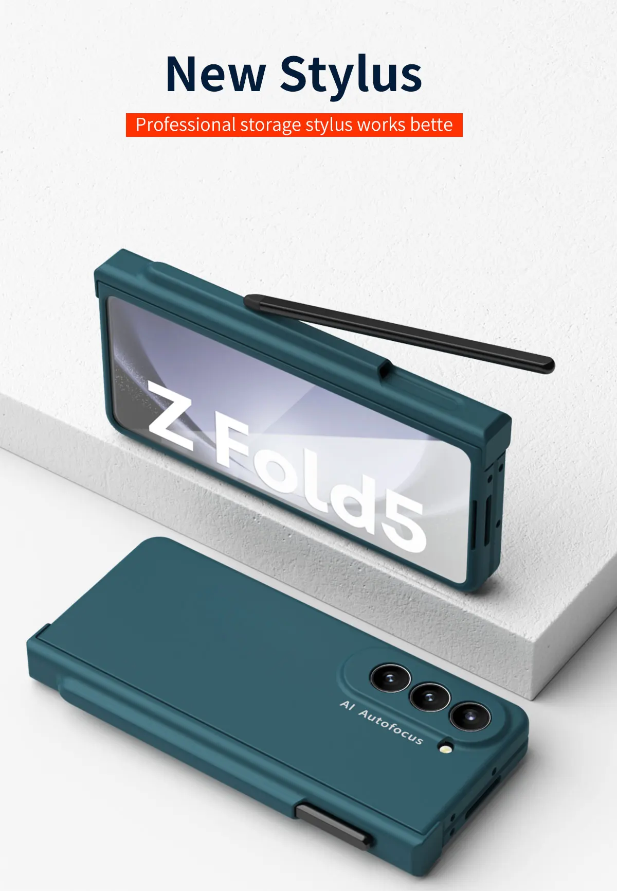Coque de téléphone Samsung Galaxy Z Fold 5 5G, pour Fold5 Slim S, support de fente pour stylo, charnière, couvercle en plastique avec protecteur d'écran avant_voghion.com