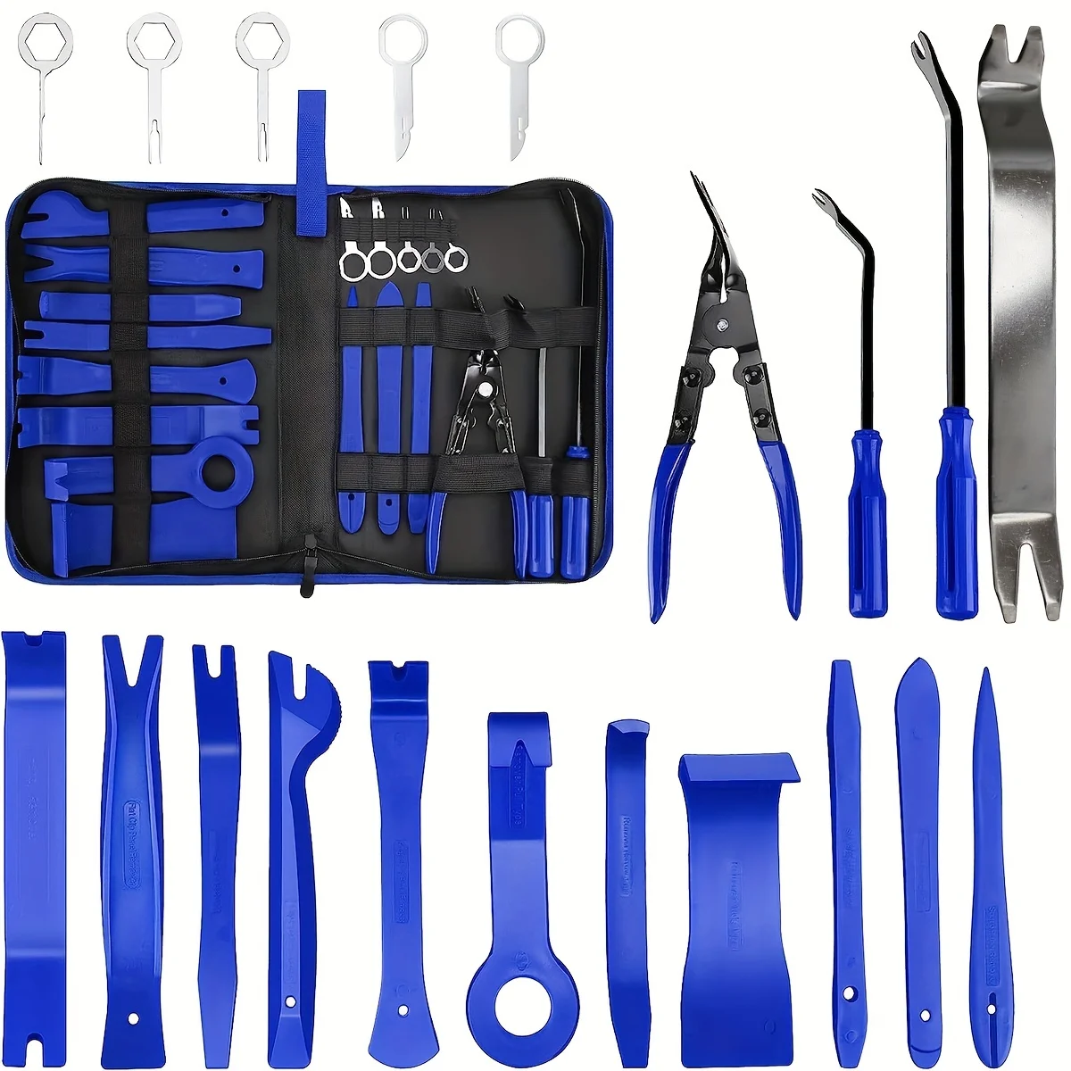 Trim removal tool set 19pcs clip plier upholstery remover nylon car panel removal with portable storage bag