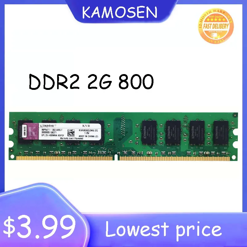 Kingston DDR2 2GB 800MHz 667 MHz PC2 6400U 5300U 240Pins 1.8V Compatibility all Motherboards Desktop Memoria UDIMM RAM |