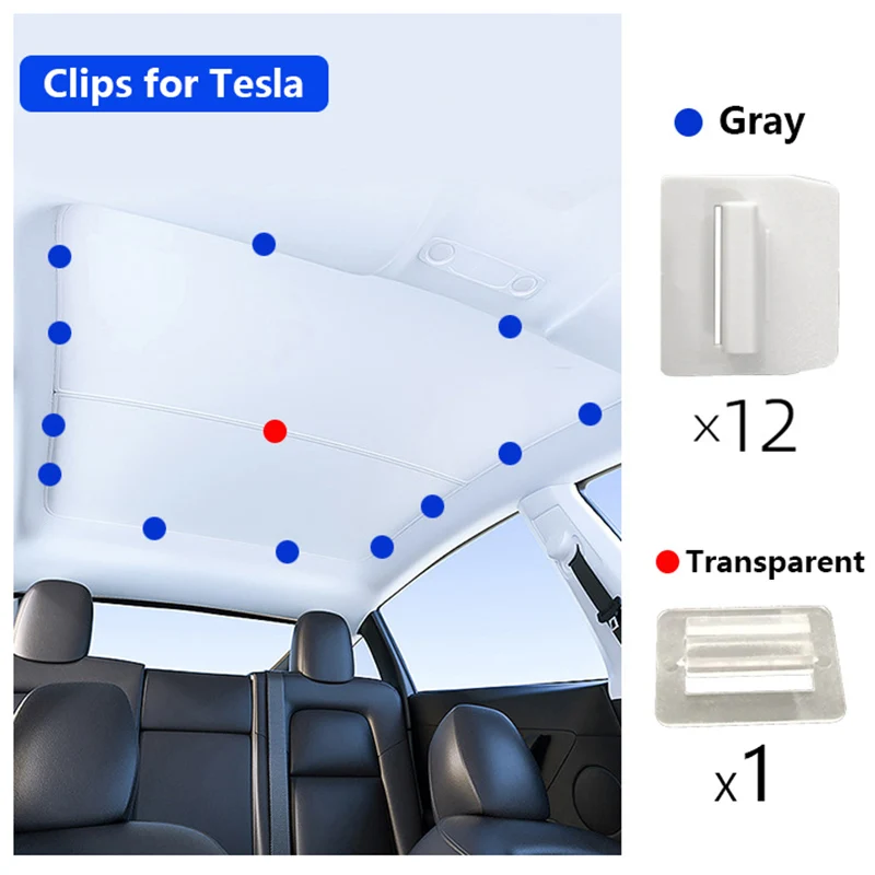 For Tesla Model Y S X 3 Roof Sunshade Clips Skylight Split Shade