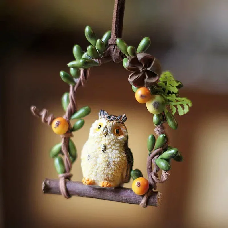 Owls Miniatures Figurine Fairy Garden Gnome Moss Terrarium Decor Crafts Bonsai Bottle Garden Table Decor 10Pcs miniature duck figurines miniature ornament miniature figurines