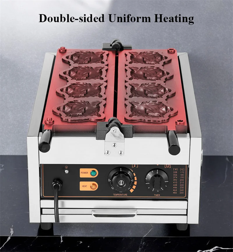 Household Waffle Making Machine 4 Pcs Mini Tiger Head Shaped Bread Waffle Maker Baker With Non Stick Coating Commercial Use