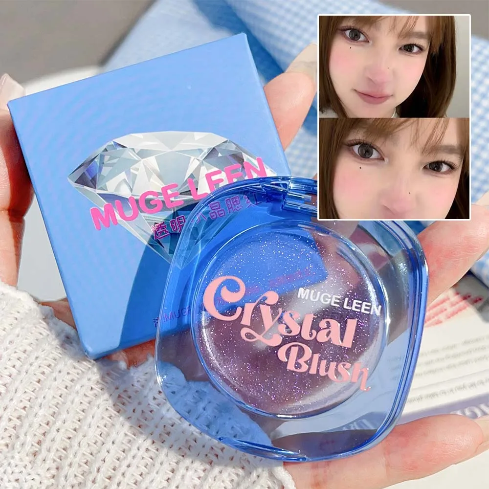 Matte Shimmer Color Changing Blush Cream Transparent Crystal Peach Pink Rouge Cheek Naturally Brightening Contour Blusher Makeup 4