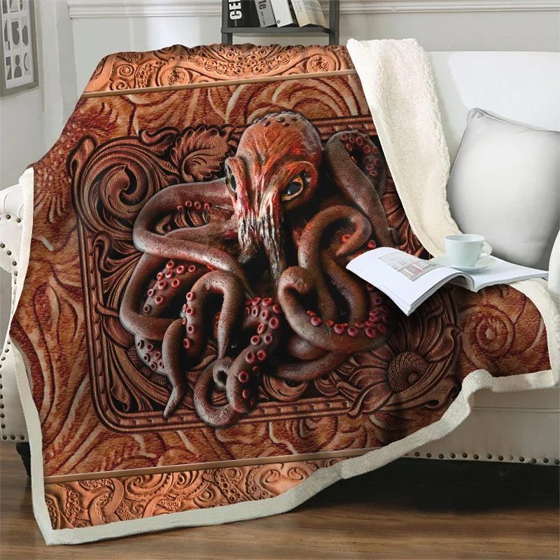 

Creative Octopus 3D Throw Blankets for Beds Chair Car Sofa Couch Home Quilt Nap Cover Soft Warm Bedspreads Travel Picnic Blanket