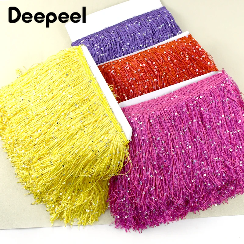 

10Meters Deepeel 20cm Colorful Sequin Tassel Fringe Clothes Lace Trims Ribbon Party Home Textiles Decoration Sewing Accessories