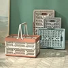 1pc Foldable Pastel Storage Basket  Large Foldable Storage Box with Handle for Kitchen, Living Room, and Desktop Organization 1