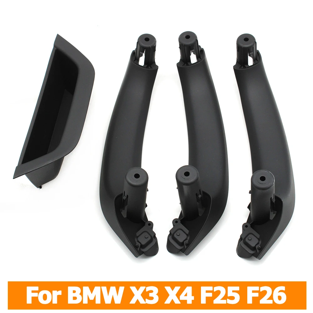 HANXIAO Interior Door Handles For B&MW X3 X4 F25 F26 2010-2016 Interior Car Left Right Passenger Door Handle Outer Cover Leather Trim Replacement Door Pull Handle Cover(Black Set LHD