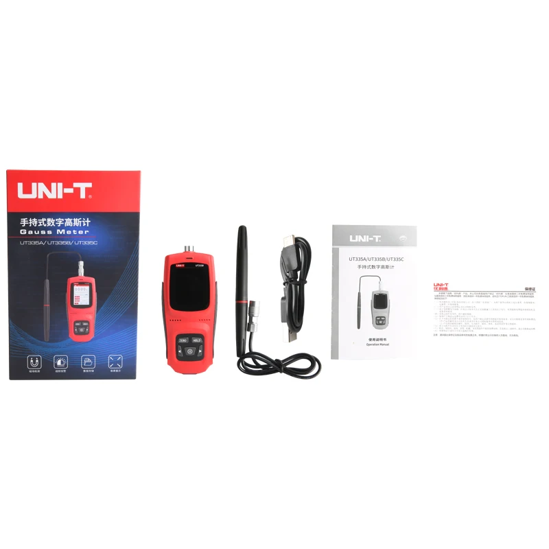 UNI-T Handheld Digital Gauss Meter UT335A/UT335B/UT335C Measurement Range 0-30kGs / 0-3000mT Chinese and English adjustable