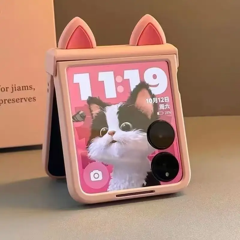 Cute Cat Ears Hinge Phone Case with Ultra Cover Design