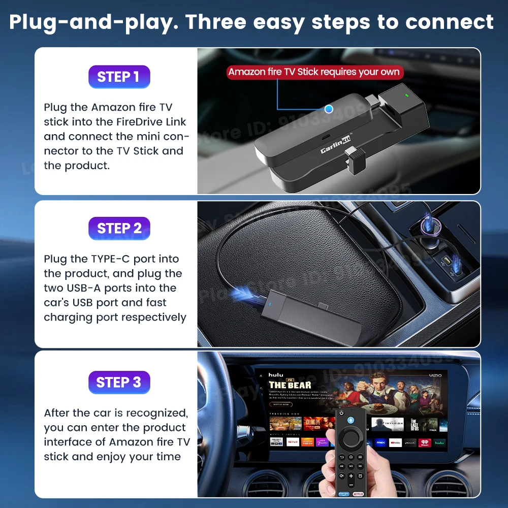 Carlinkit FireDrive Link Convert Wired CarPlay to HDMI for Fire TV