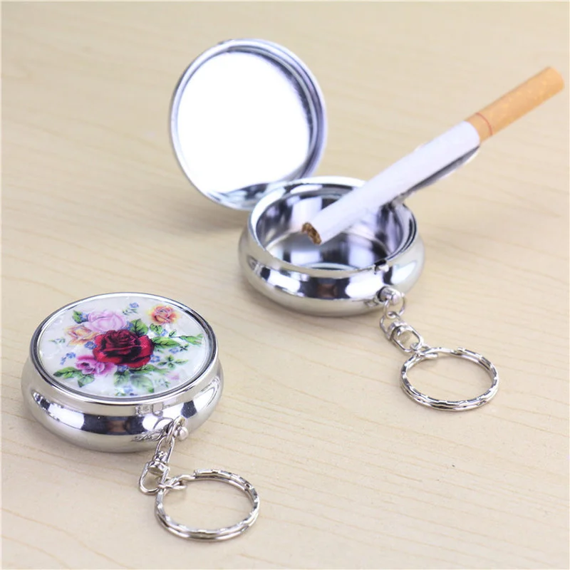 

CASHOU55 Portable Makeup Mirror with Ashtray Makeup Mirror Tobacco Ash Storage Box Metal Car Portable Ashtray Mini Ashtray with