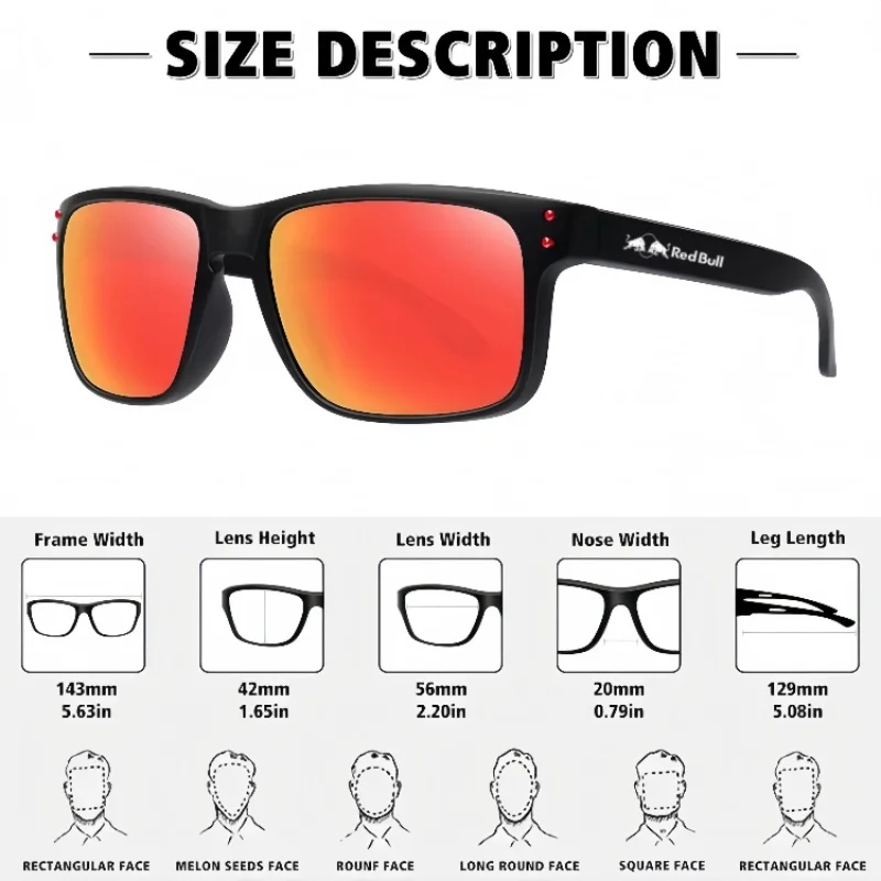 Red Bull Fashion F1 Polarized Square Sunglasses for Men and Women UV Protection