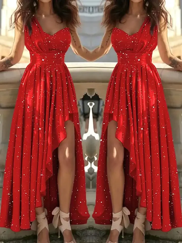 Women Evening Dresses Sexy Elegant Red Cocktail Party Chic Gala Graduation Luxury Formal Occasion Bridesmaid Gown Dress Clothes