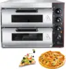 Commercial Pizza Oven Double Oven 1700W 16 inch Stainless Steel Pizza Electric Countertop Pizza and Snack Oven Multipurpose 1