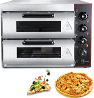 Commercial Pizza Oven Double Oven 1700W 16 inch Stainless Steel Pizza Electric Countertop Pizza and Snack Oven Multipurpose 1