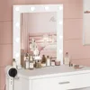 Vanity Makeup Desk with Mirror and Lights, Vanity Table and Chair Set, Brightness Adjustable, Small Dressers for Girls' Bedroom 4