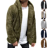Coat Fluffy Fleece Thick Warm Windbreaker Jacket Long Sleeve Hooded Coat Plush Buttons Closure Thicken Warm Men Coat Outerwear - Image 2