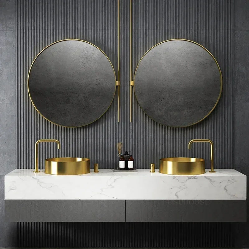 3 Colors Luxury Bathroom Sinks Golden Stainless Steel Above Counter Basin Home Wash Basin Bathroom Fixture Washing Sink z 3