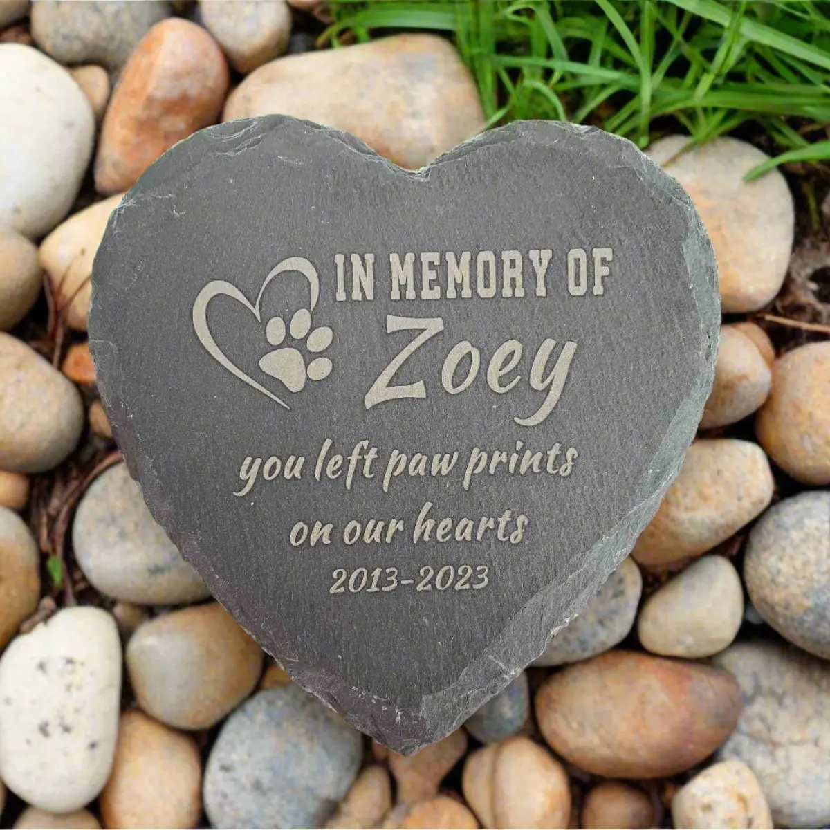 Engraved Pet Memorial Stone Heart Shape Dog Cat Memorial Plaque Garden Stone Personalized Slate Pet Loss Gift pet memorial stones
