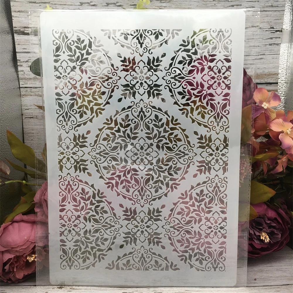 A4 Leaves Texture Decorative Stencil for DIY Projects and Wall Art