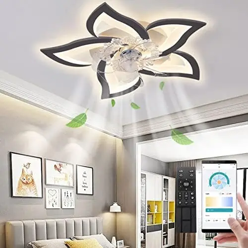 

Ceiling Fan with Lights Remote Control, Modern Low Profile Flush Mount Ceiling Fan with Lights， Dimmable Ceiling Fans 3 Color