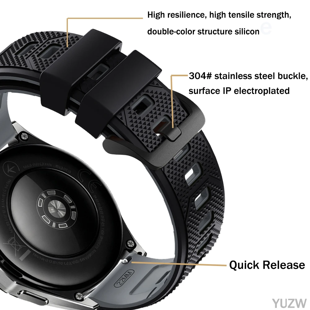 Silicone Sports Bracelet - 22mm Soft Wristband