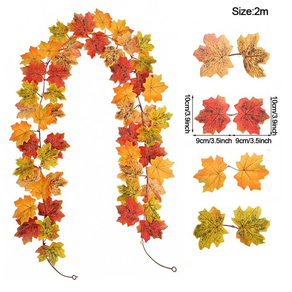 Set Di 2 Ghirlande Di Foglie D'acero Artificiali, Ghirlanda Di Foglie D Autunnali Da 180 Cm Decorazione Autunnale Decorazione Per Interni Per Halloween Ringraziamento Matrimonio 90539755