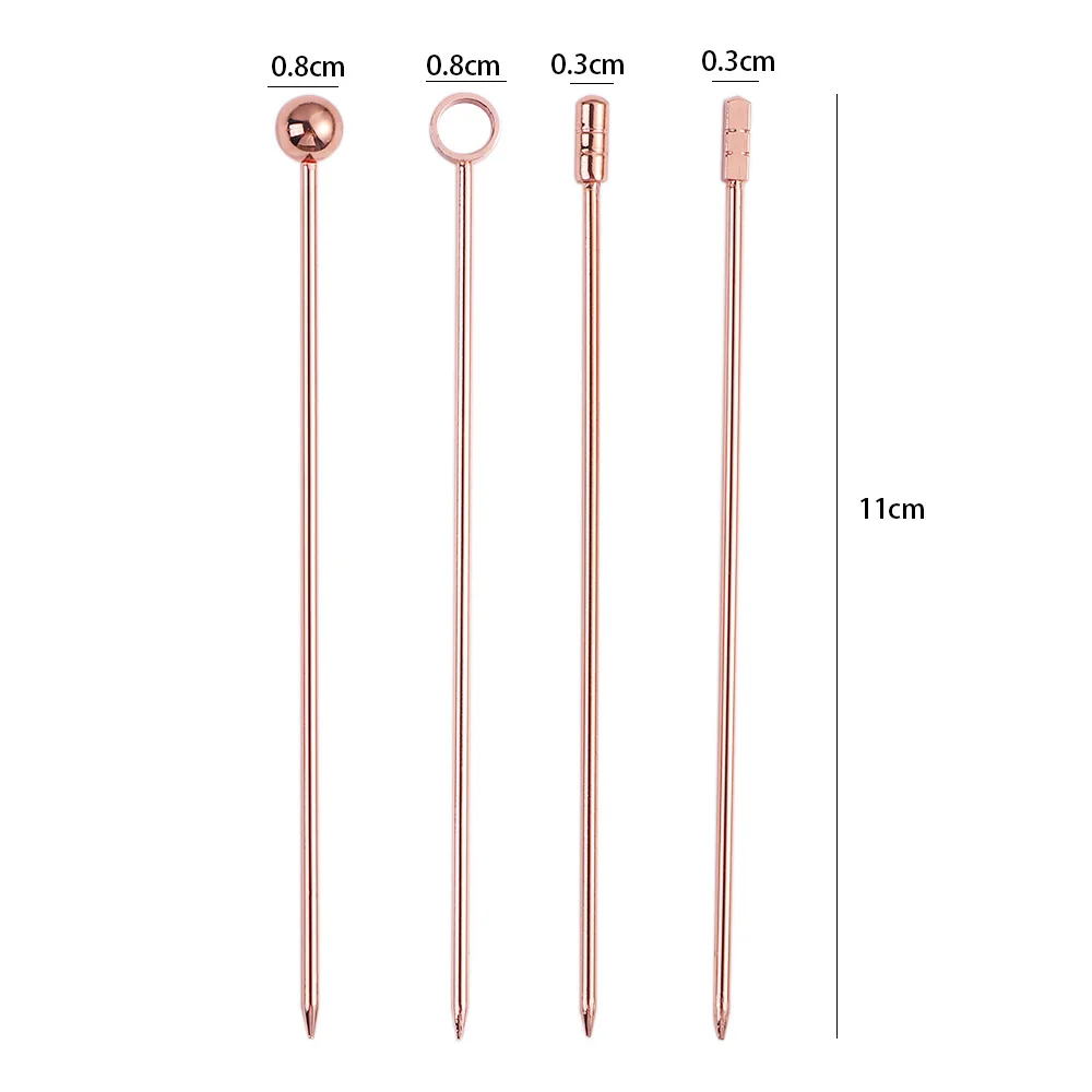Stainless Steel Cocktail Sticks 5Pcs Fruit Sticks Reusable Drink Picks Toothpicks for Drinks