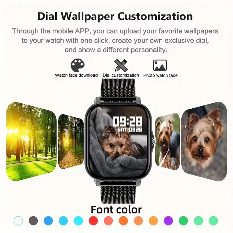 VIVO Smart Watch Android iPhone 2.01 Inch HD Display Answer Make Call Message Preview Sport Modes DIY Dial Weather Forecast For 4