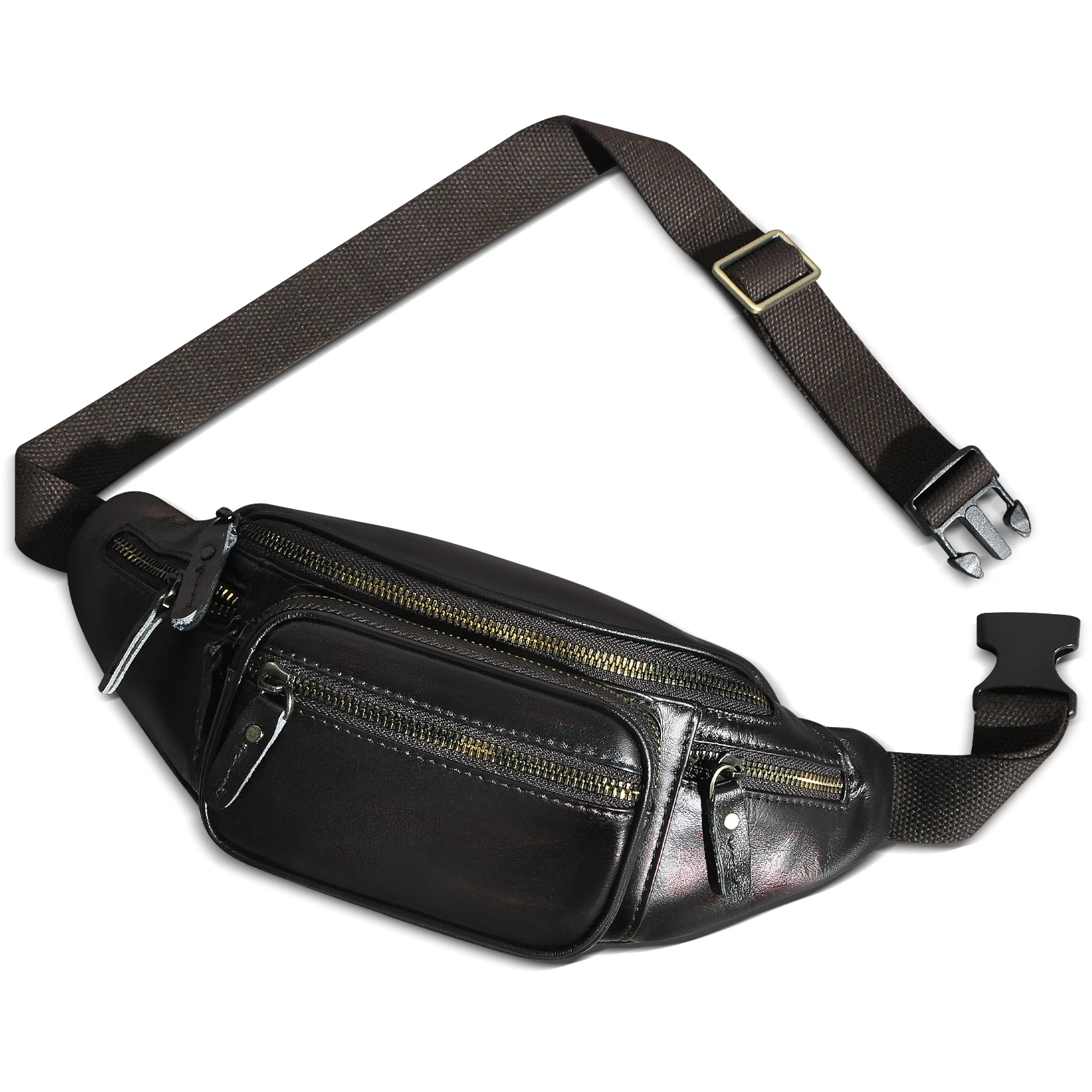 

Original Leather Male Cross-body Sling Chest Pack Design Travel Cigarette Phone Case Pouch Travel Fanny Waist Belt Bag Men 346
