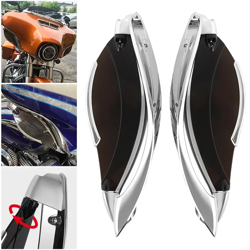 

Windshield Air Deflector Fairing Motorcycle Windscreen Side Wing 2PCS For Harley Touring Electra Glide Street Tri Glide 2014-up