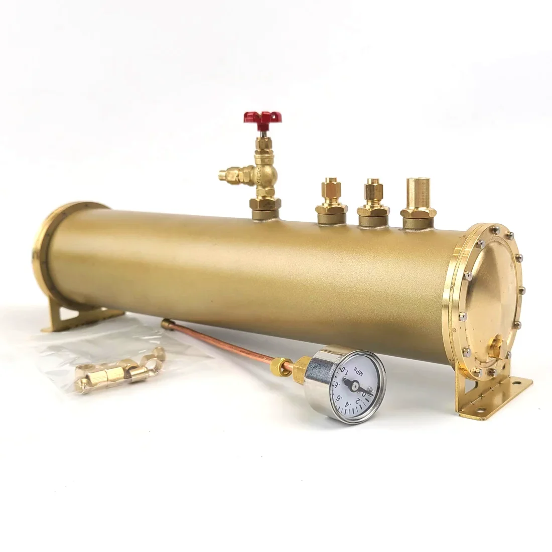 

KACIO Horizontal Steam Boiler Brass Metal Steam Boiler Suitable for Ship Model Experimental Toy