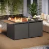 64" Gas Fire Pit Table for Outside Patio, 55,000 BTU Propane Firepit with Expandable Tabletop & Wind Guard 1