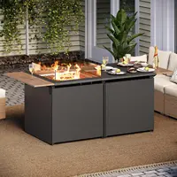 64" Gas Fire Pit Table for Outside Patio, 55,000 BTU Propane Firepit with Expandable Tabletop & Wind Guard 1