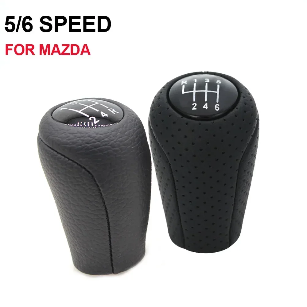 Gear Shift Knob Leather 5/6-Speed For MAZDA 3 BK BL 5 CR CW 6 II GH CX-7 ER MX-5 NC III 23 MT