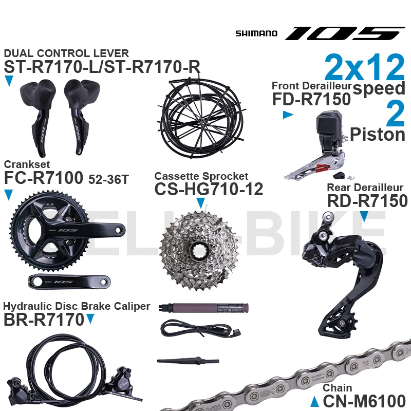 SHIMANO 105 Di2 Groupset ST-R7170 FD-R7150 RD-R7150 FC-R7100 CS