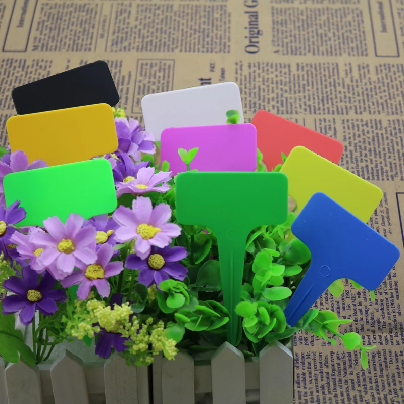 50 Pcs T Shape Plastic Plant Label Nursery Blank Marker Card Flower Pot Nursery Succulent Planting Label