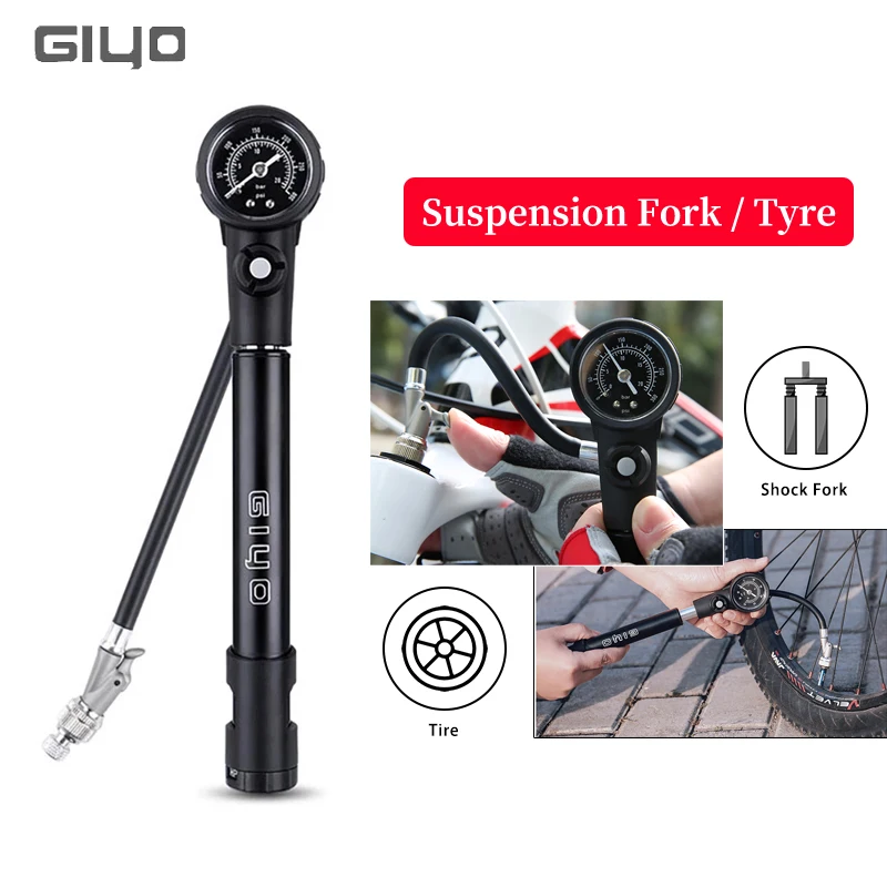 GIYO Shock/Tire Bicycle Pump 300psi High Pressure Air Inflator With