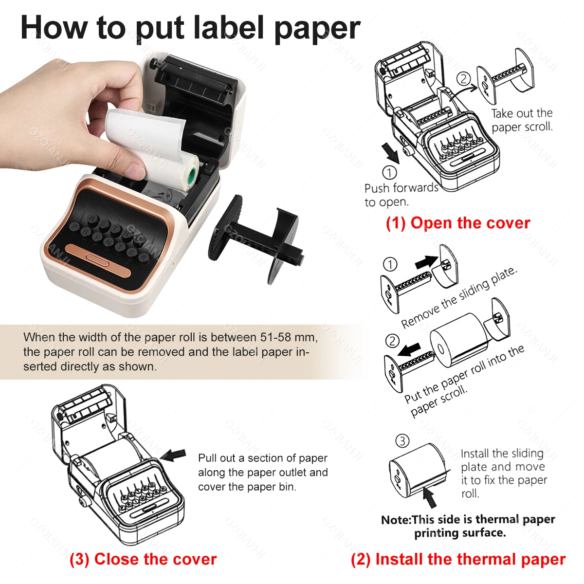 Mini Portable Thermal Label Printer 20-50mm Width Bluetooth Printing or Color Cable Transparent Sticker Labeller Maker Paper
