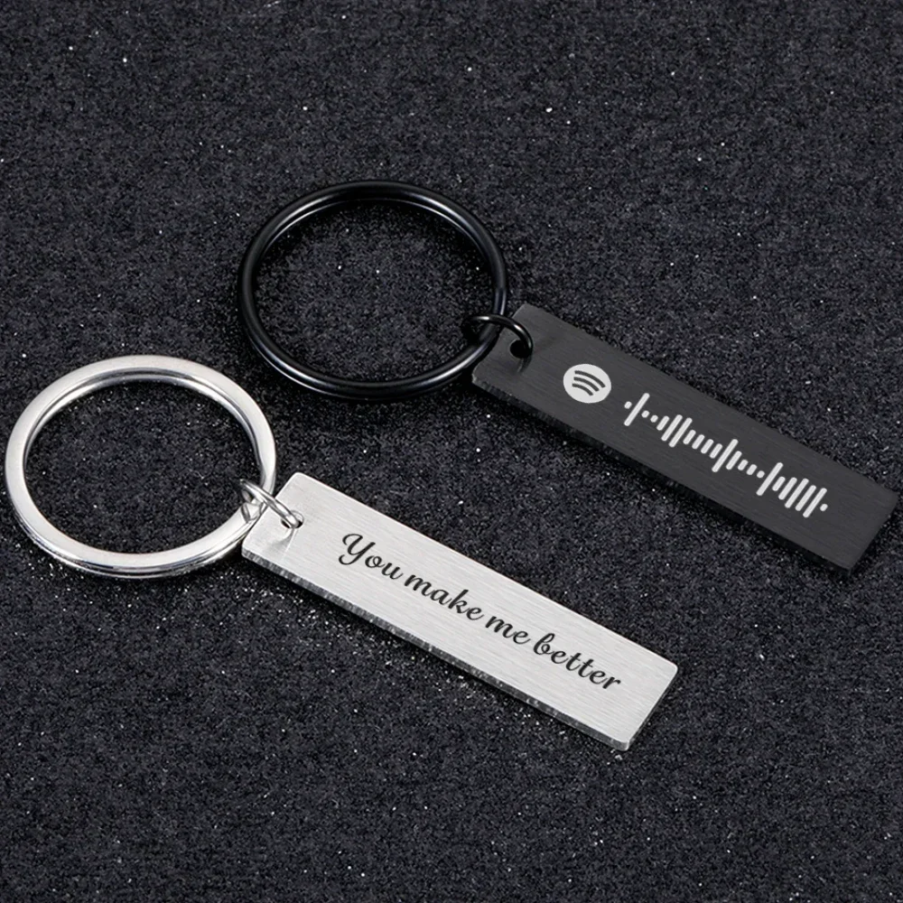

Personalized Spotify Code Keychain Engraved Song Key Chain Inspirational Gifts for Friend Her Him Music Lover Key Holder Charm