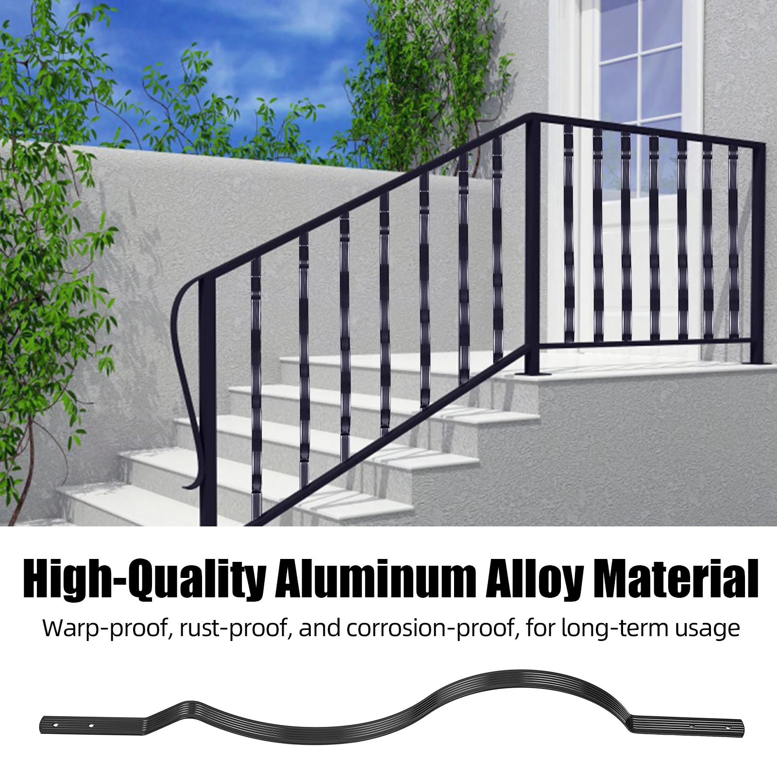50 Stück Aluminium-Deckbaluster 32,25 x 1 x 0,1 Zoll flaches gerilltes Verandageländer für Treppendeck und Treppengeländer – Detail 15