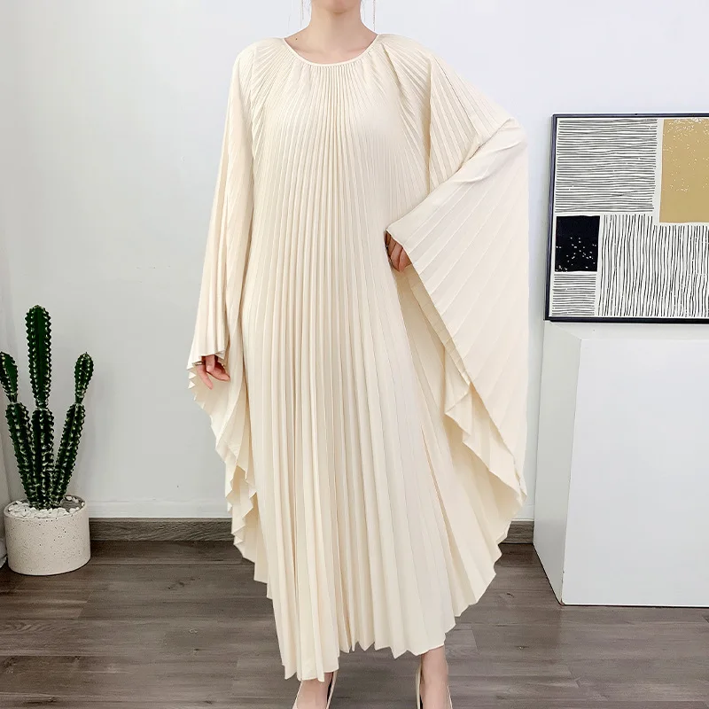 

Women's Dress Spring Summer 2024 New in Style Elegant Wrinkled Irregular Mid Length Fashion Loose Dress Large Women's Clothing