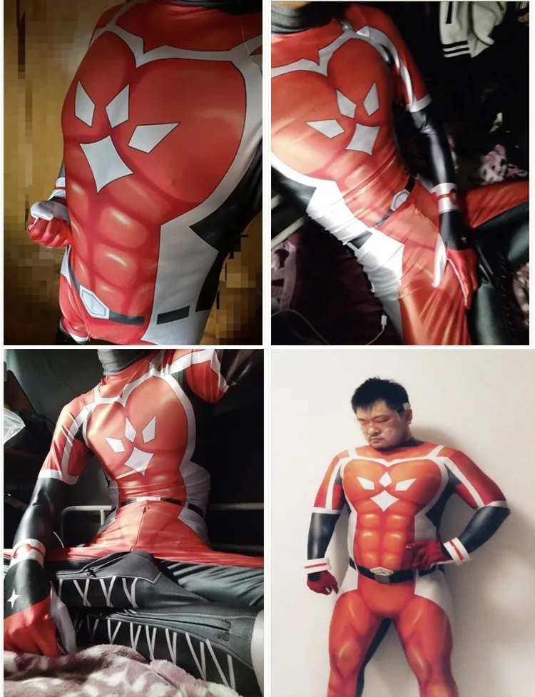 

Halloween Live A Hero Cosplay Costume Zentai Red Strong Suit Superhero Bodysuit Adults Kids Jumpsuits