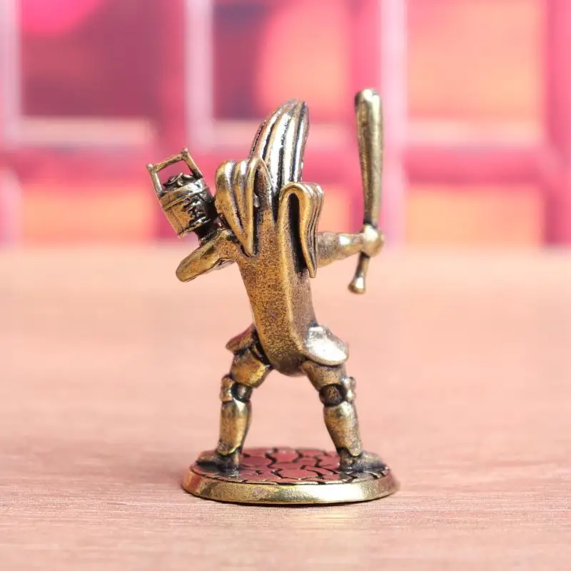 Brass Anime Banana Guitar Player Figurine Vintage Handmade Brass Samurai Banana For Man Statues Home Office Collectible Decor