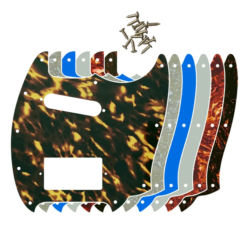 

5pcs Guitar Parts - For FD US 10 Scwer Holes Mustang Guitar Pickguard With Singe Pick And Humbucker Scratch Plate Flame Pattern