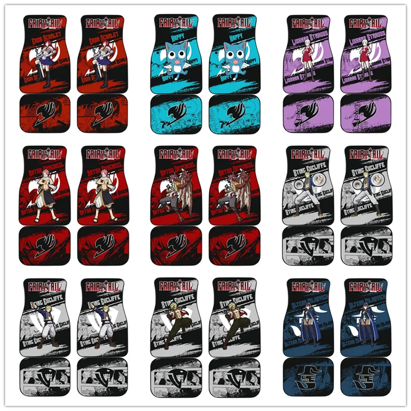 Anime Fairy Tail Car Floor Mat Vintage Black Carpet Antislip Rubber