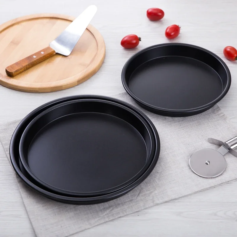 Premium Non-Stick Pizza Pan Bakeware 6 to 12inch Carbon Steel Pizza Plate Round Deep Dish Pan Tray Mold Mould Baking Tools pizza bakeware