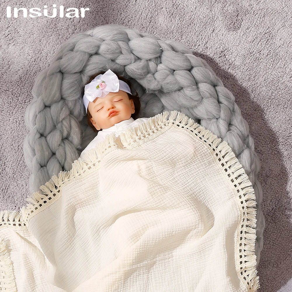 Insular Infant Tassel Gauze Blanket Children Gauze Wrapping Towel Newborn Bath Towel Baby Blanket Holding Quilt Baby Accessories 3