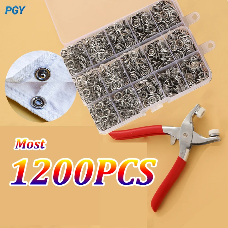 

400-1200PCS Metal Plier Tool Snap Supplies Sewing Button DIY Craft Thickened Snap Fastener Kit for Installing Sewing Bag Clothe