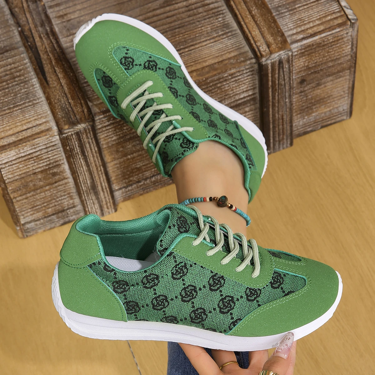 Women's Lace-Up Casual Sneakers - Comfortable Everyday Walking Shoes